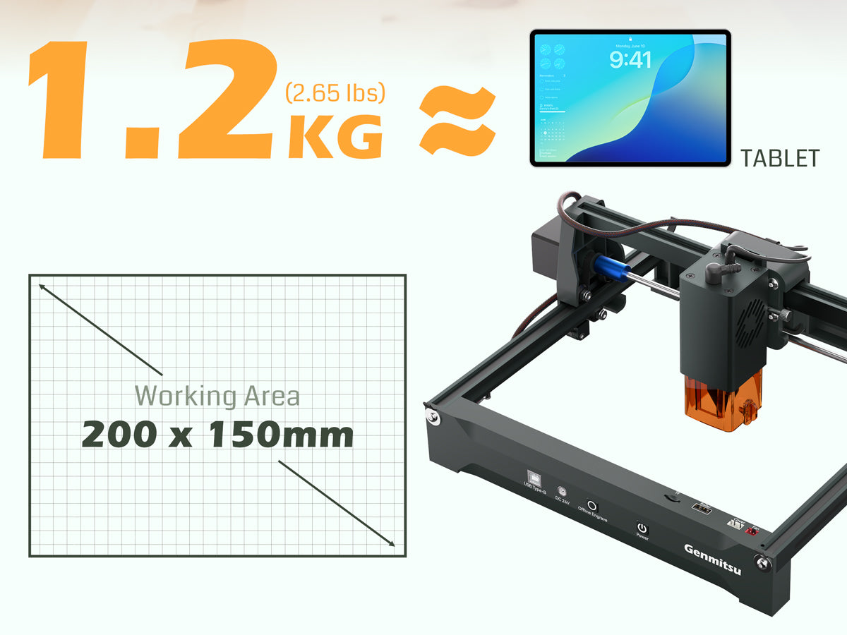 Genmitsu Kortek Laser Engraver Machine, 2.5W/5W/10W, &plusmn;0.01mm High Precision, IR Laser Compatible, Portable CNC Laser Cutter | SainSmart