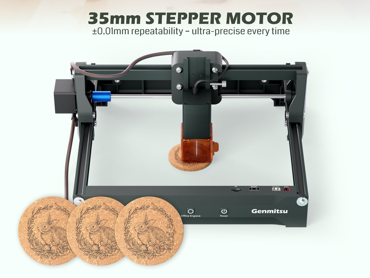 Genmitsu Kortek Laser Engraver Machine, 2.5W/5W/10W, &plusmn;0.01mm High Precision, IR Laser Compatible, Portable CNC Laser Cutter